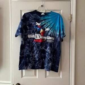 Walt Disney World 2017 Fantasia Sorcerer Mickey T-Shirt Blue Tie Dye Size XL